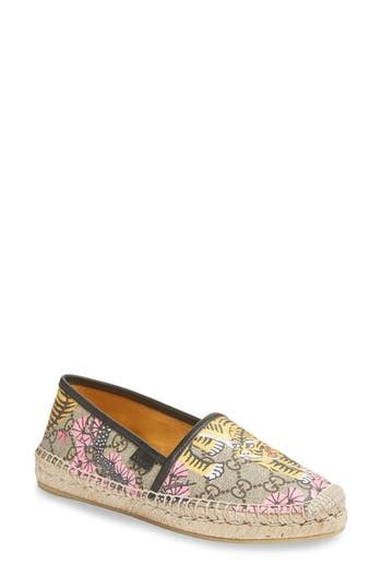 gucci pilar espadrille tiger print flat